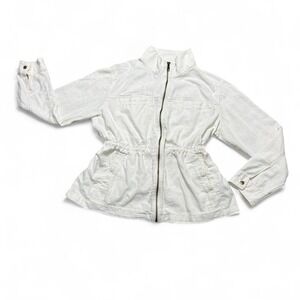 Old Navy off white color lightweight linen blend long sleeves jacket with zipper